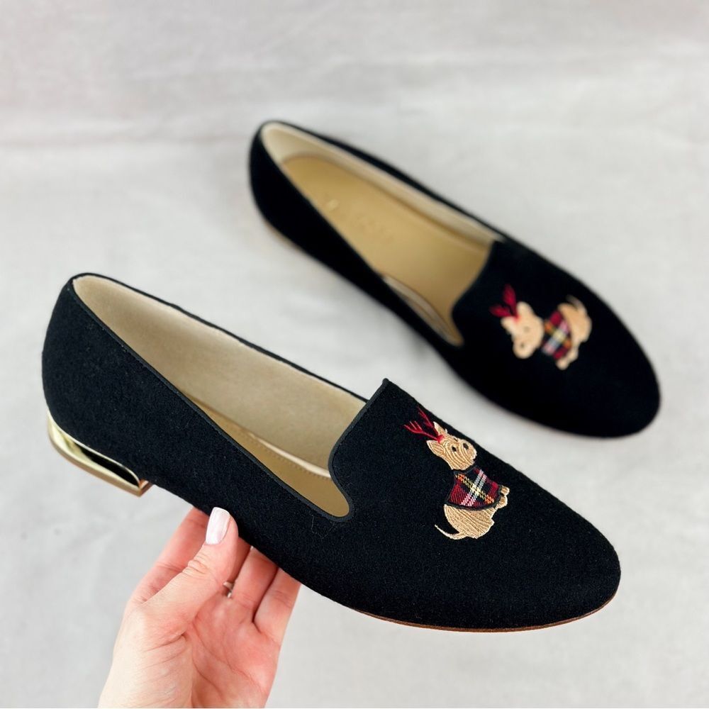 Talbots Ryan Black Wool Loafers Dog Yorkshire Terrier, sz US 9.5 Classic style